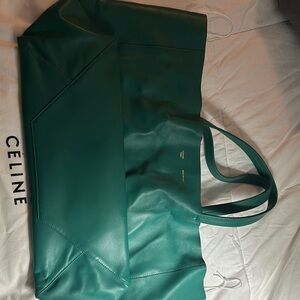 Green Leather Tote Bag